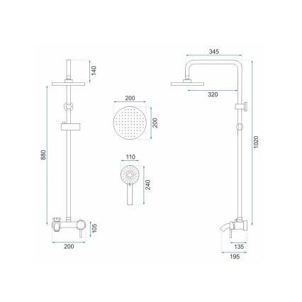 REA-P7051 - Duschset med duschblandare LUIS i borstad guld