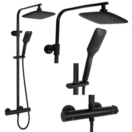 REA-P7101 - Duschset med termostatblandare TOM, matt svart