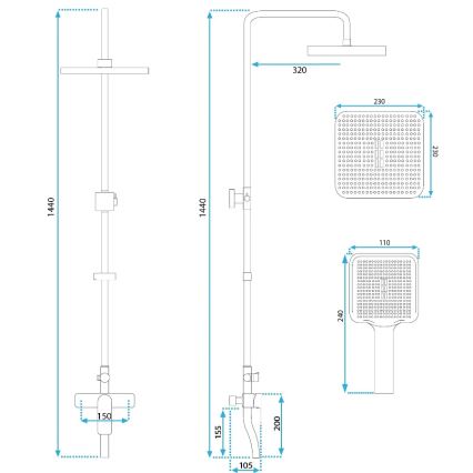 REA-P7841 - Duschset med blandare ARGUS i borstad guld