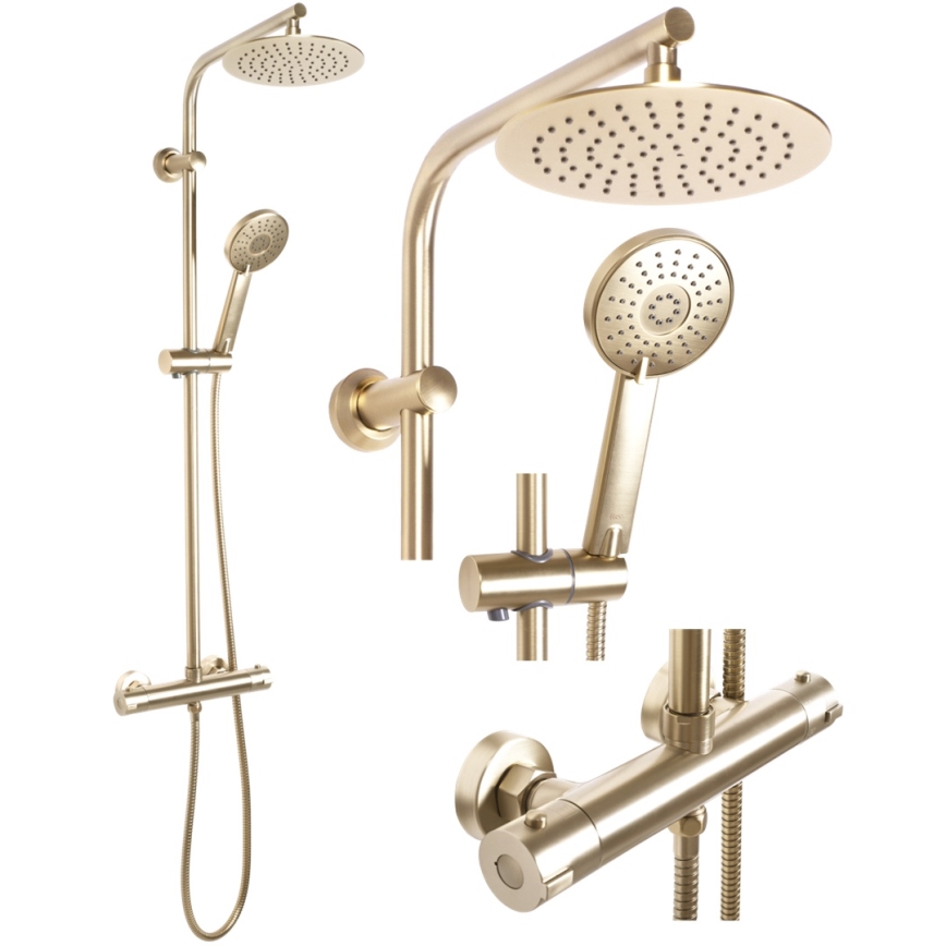 REA-P8413 - Duschset med termostatblandare BLISS i borstad guld