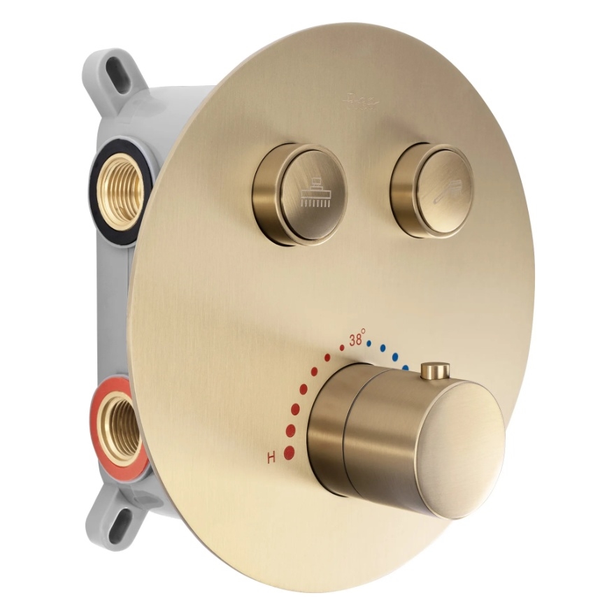 REA-P8551 - Duschset med termostatisk inbyggd blandare LUNGO i borstat guld