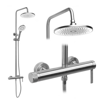 REA-P9498 - Duschset med RIVO-blandare i borstat stål
