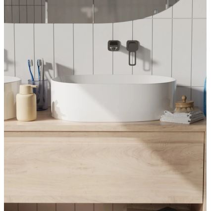 REA-U0600 - Ovanpåliggande tvättställ ALMA 36x57 cm, keramik, blank vit