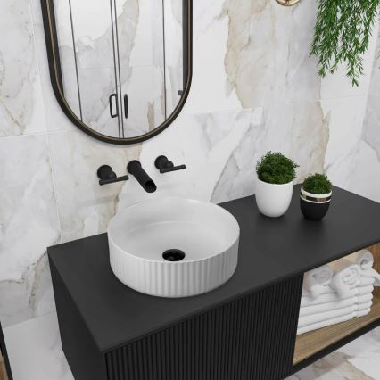 REA-U0601 - Tvättställ för bänkskiva DELIA 36 cm blank vit/stensimitation