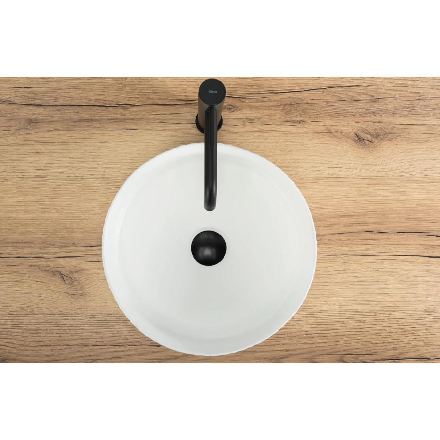 REA-U0601 - Tvättställ för bänkskiva DELIA 36 cm blank vit/stensimitation