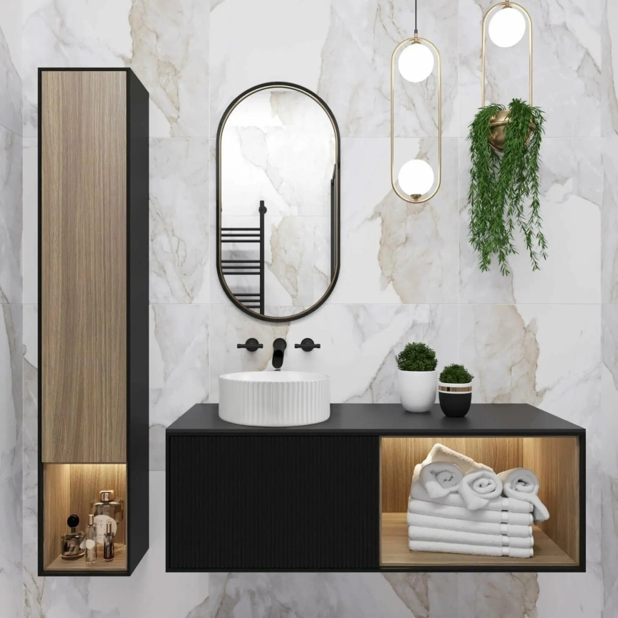 REA-U0601 - Tvättställ för bänkskiva DELIA 36 cm blank vit/stensimitation