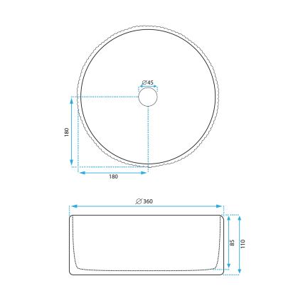 REA-U0601 - Tvättställ för bänkskiva DELIA 36 cm blank vit/stensimitation