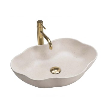 REA-U0617 - Tvättställ för bänkskiva PEARL 38x50,5 cm keramik/beige/stenimitation
