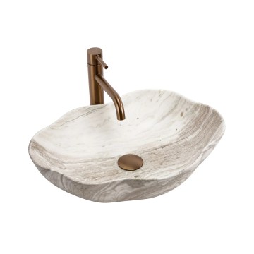 REA-U0618 - Tvättställ för bänkskiva PEARL 38x50,5 cm keramik/beige/stensimitation
