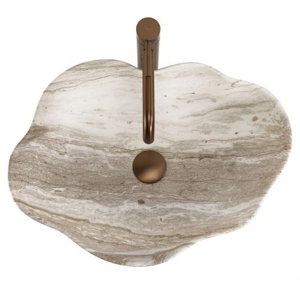 REA-U0618 - Tvättställ för bänkskiva PEARL 38x50,5 cm keramik/beige/stensimitation