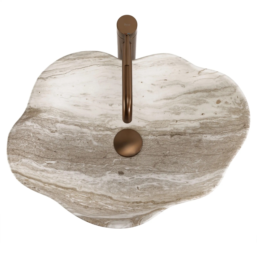 REA-U0618 - Tvättställ för bänkskiva PEARL 38x50,5 cm keramik/beige/stensimitation