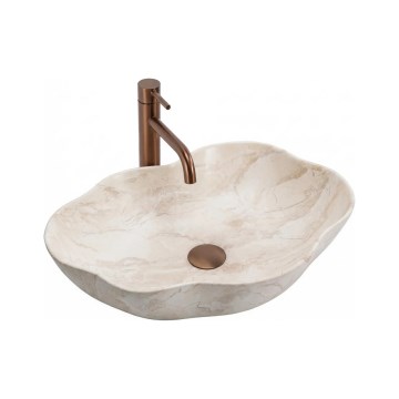 REA-U0619 - Handfat för bänkskiva PEARL 38x50,5 cm keramik/beige