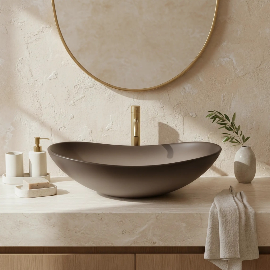 REA-U0626 - Tvättställ för bänkskiva ROYAL 36x62 cm keramik/brun