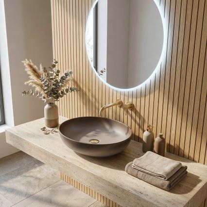 REA-U0627 - Tvättställ för bänkskiva CAROLA 39x51,5 cm keramik/beige/brun