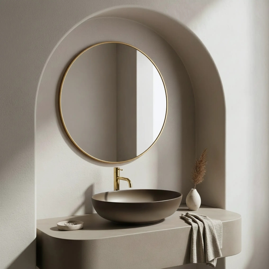 REA-U0627 - Tvättställ för bänkskiva CAROLA 39x51,5 cm keramik/beige/brun