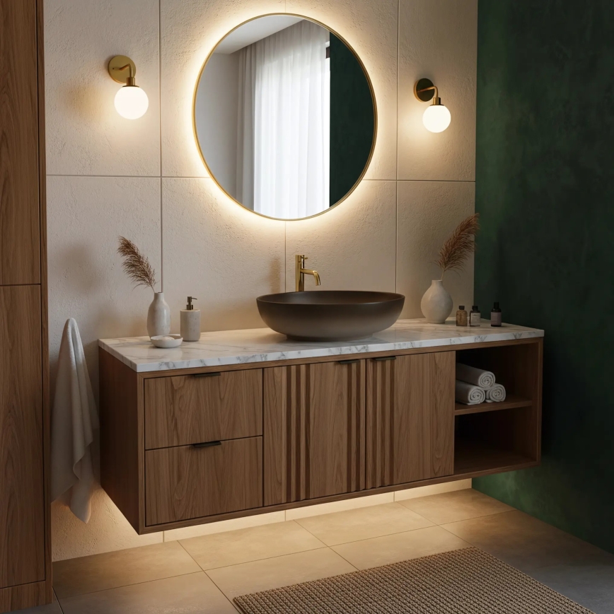 REA-U0627 - Tvättställ för bänkskiva CAROLA 39x51,5 cm keramik/beige/brun