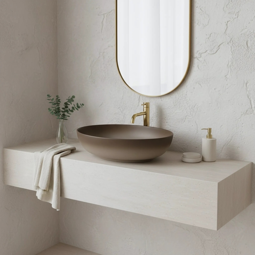 REA-U0627 - Tvättställ för bänkskiva CAROLA 39x51,5 cm keramik/brun