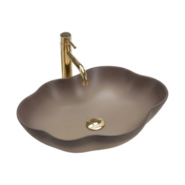 REA-U0629 - Tvättställ för bänkskiva PEARL 38 x 50,5 cm keramik/brun