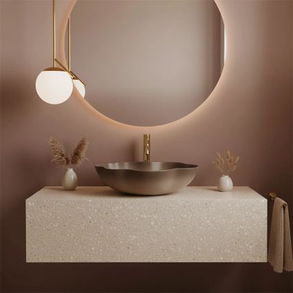 REA-U0629 - Tvättställ för bänkskiva PEARL 38 x 50,5 cm keramik/brun