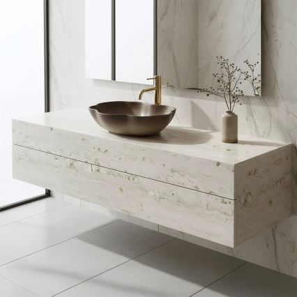 REA-U0629 - Tvättställ för bänkskiva PEARL 38 x 50,5 cm keramik/brun