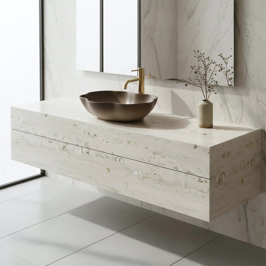 REA-U0629 - Tvättställ för bänkskiva PEARL 38 x 50,5 cm keramik/brun