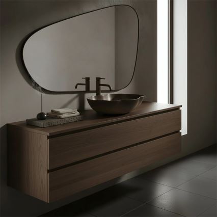 REA-U0629 - Tvättställ för bänkskiva PEARL 38 x 50,5 cm keramik/brun