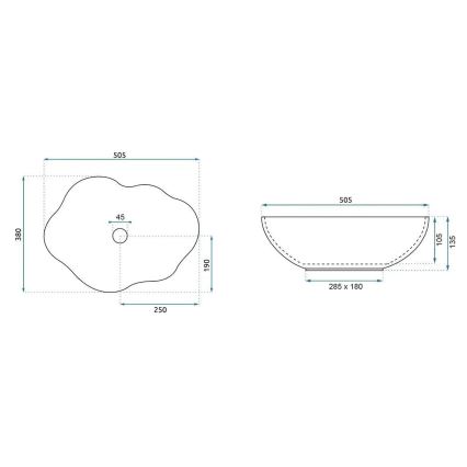 REA-U0629 - Tvättställ för bänkskiva PEARL 38 x 50,5 cm keramik/brun