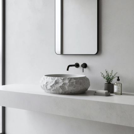 REA-U0633 - Tvättställ för bänkskiva MIKA GABRO 38x50 cm grå/stenimitation