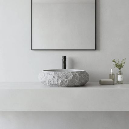 REA-U0633 - Tvättställ för bänkskiva MIKA GABRO 38x50 cm grå/stenimitation