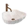 REA-U0642 - Tvättställ för bänkskiva ISLA 37x49 cm vit/beige/stenimitation