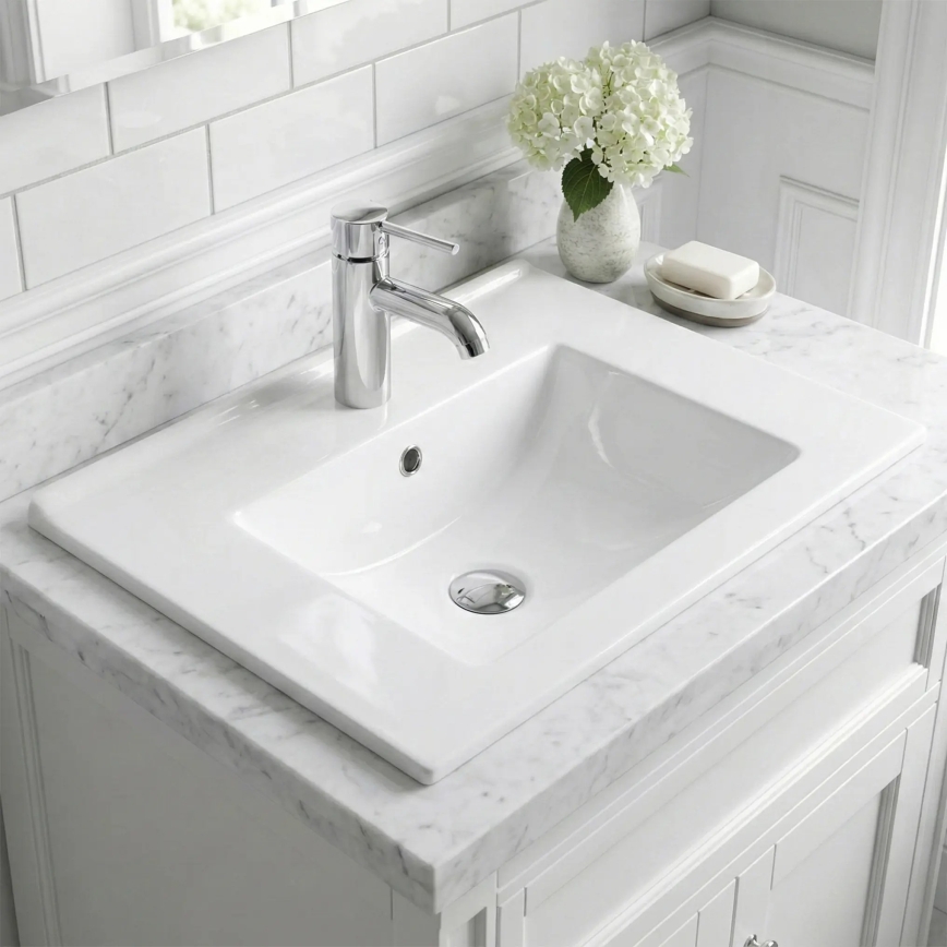 REA-U0786 - Infällt tvättställ DAFNE 47x62 cm keramik/blank vit