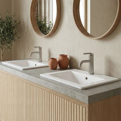 REA-U0786 - Infällt tvättställ DAFNE 47x62 cm keramik/blank vit