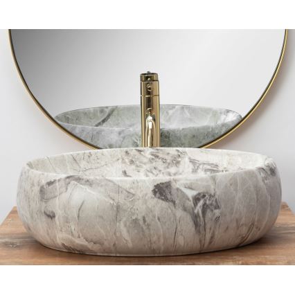 REA-U1020 - Tvättställ LINDA för bänkskiva 34 x 48,5 cm, keramik/stensimitation