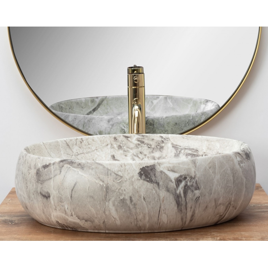 REA-U1020 - Tvättställ LINDA för bänkskiva 34 x 48,5 cm, keramik/stensimitation