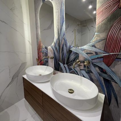 REA-U1223 - Handfat för bänkskiva QUEEN, 41,5 x 55 cm, keramik, blank vit