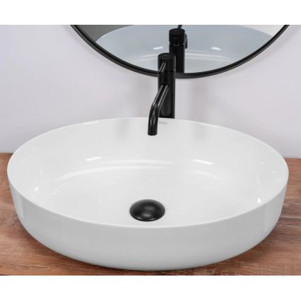 REA-U1223 - Handfat för bänkskiva QUEEN, 41,5 x 55 cm, keramik, blank vit