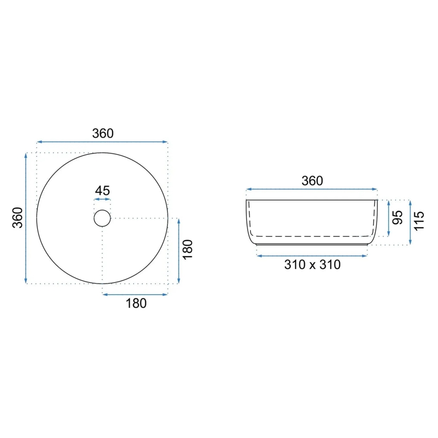 REA-U3303 - Påliggande tvättställ SAMI Ø 37 cm keramik/vit/guld