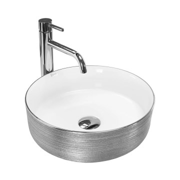 REA-U3304 - Handfat för bänkskiva SAMI Ø 36 cm keramik/vit/silver