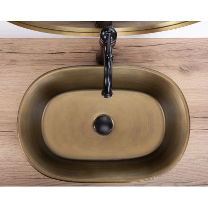 REA-U3305 - Tvättställ för bänkskiva WILMA RUSTIC 38x55 cm, i keramik med kopparfinish