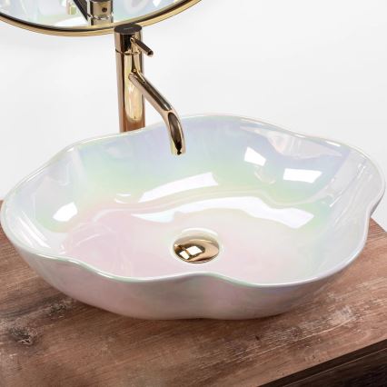 REA-U3309 - Tvättställ för bänkskiva PEARL 38x50,5 cm keramik/flerfärgad