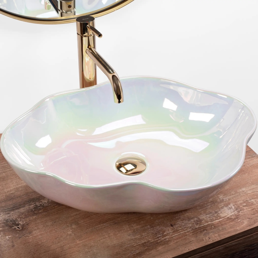 REA-U3309 - Tvättställ för bänkskiva PEARL 38x50,5 cm keramik/flerfärgad