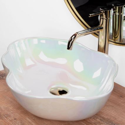 REA-U3309 - Tvättställ för bänkskiva PEARL 38x50,5 cm keramik/flerfärgad