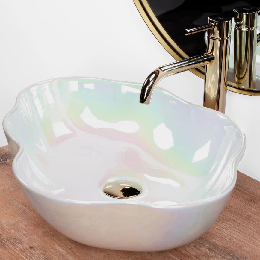 REA-U3309 - Tvättställ för bänkskiva PEARL 38x50,5 cm keramik/flerfärgad