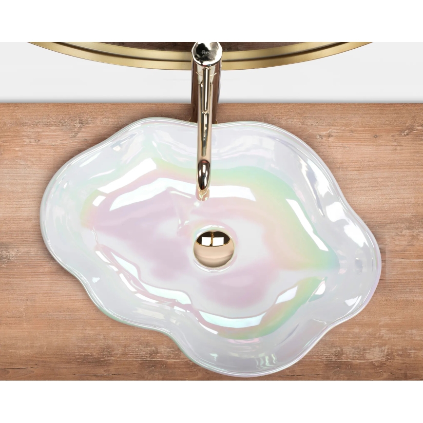 REA-U3309 - Tvättställ för bänkskiva PEARL 38x50,5 cm keramik/flerfärgad