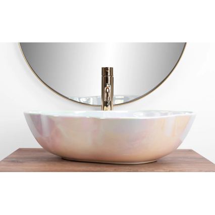 REA-U3309 - Tvättställ för bänkskiva PEARL 38x50,5 cm keramik/flerfärgad