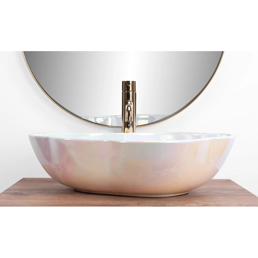 REA-U3309 - Tvättställ för bänkskiva PEARL 38x50,5 cm keramik/flerfärgad