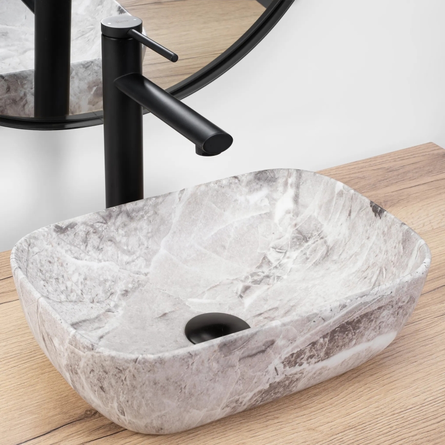 REA-U3321 - Tvättställ för bänkskiva BELINDA MINI 25x36 cm keramik/grå/stenimitation