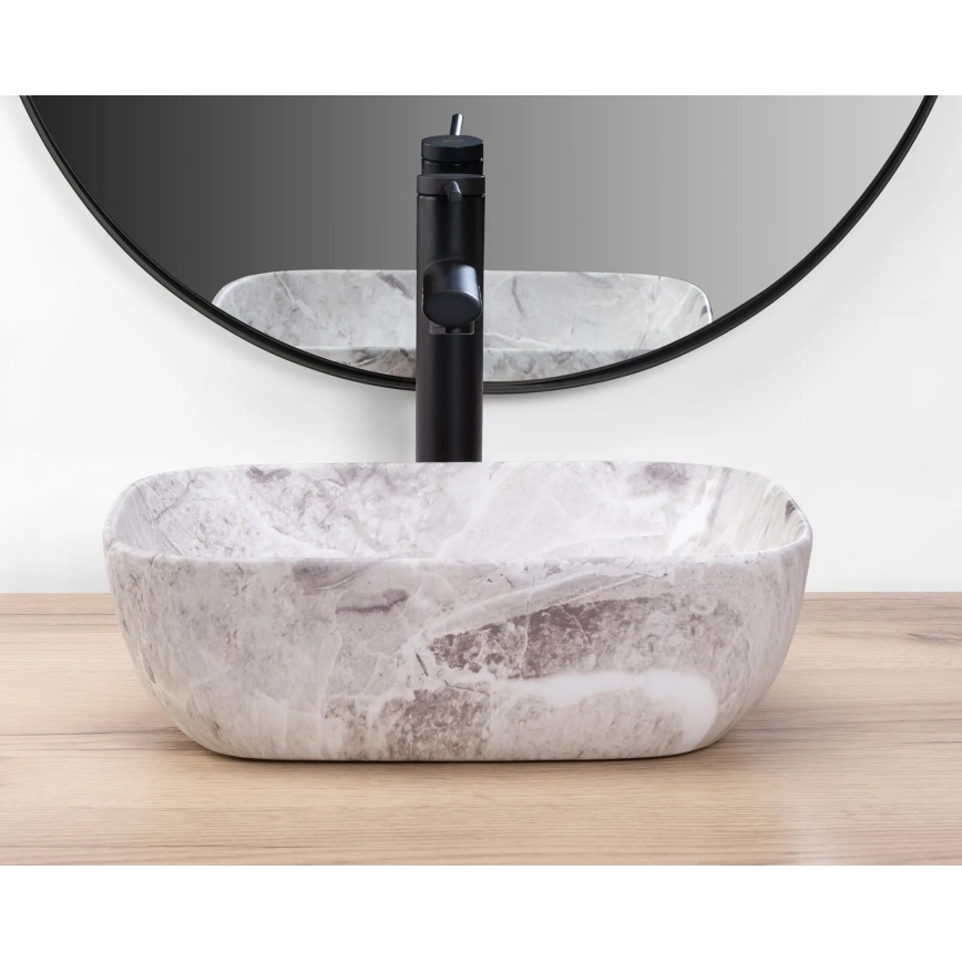 REA-U3321 - Tvättställ för bänkskiva BELINDA MINI 25x36 cm keramik/grå/stenimitation