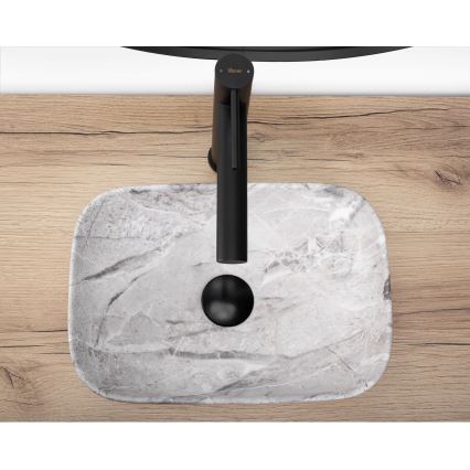 REA-U3321 - Tvättställ för bänkskiva BELINDA MINI 25x36 cm keramik/grå/stenimitation