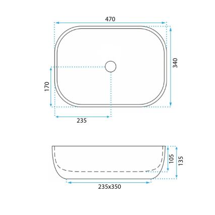 REA-U3323 - Handfat för bänkskiva BELINDA 33,5x46,5 cm keramik/stenimitation
